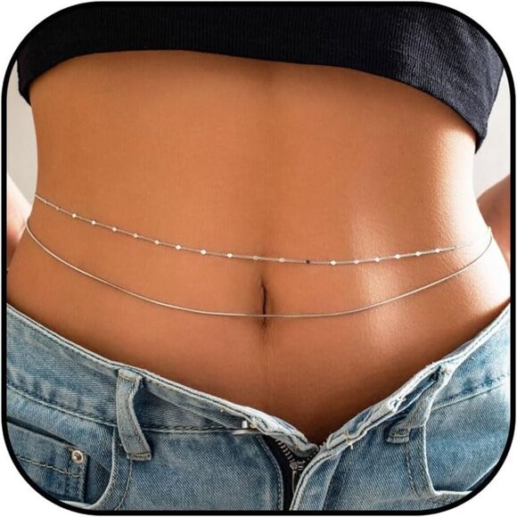 Women waist  Chain Silver Body  Dainty Multi-Layer  Belly Chain Sexy party wear - Picture 1 of 7